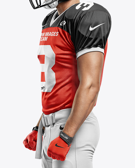 Man Wearing Full American Football Kit Mockup