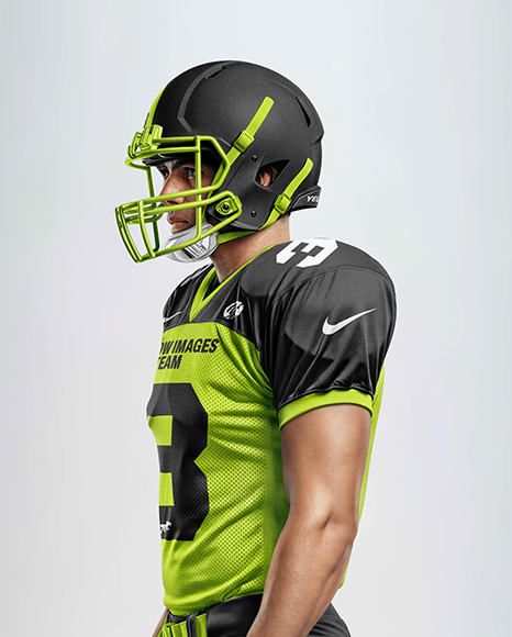Man Wearing Full American Football Kit Mockup