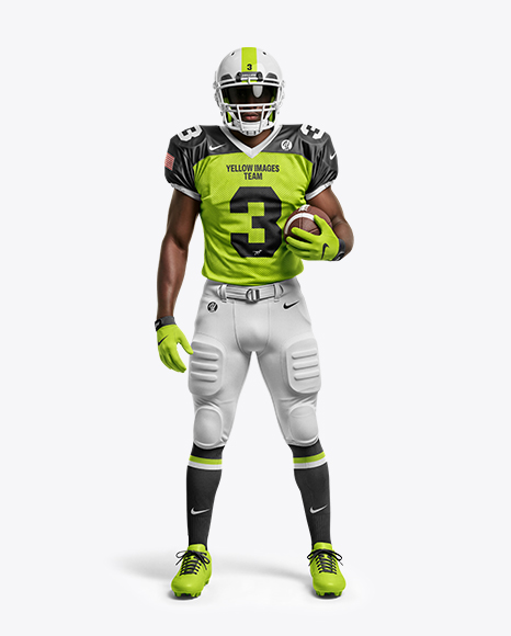 Man Wearing Full American Football Kit Mockup - PSD Mockups