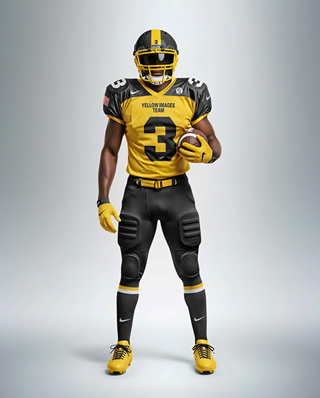 Man Wearing Full American Football Kit Mockup