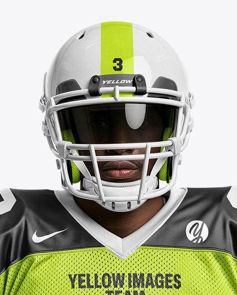 Man Wearing Full American Football Kit Mockup