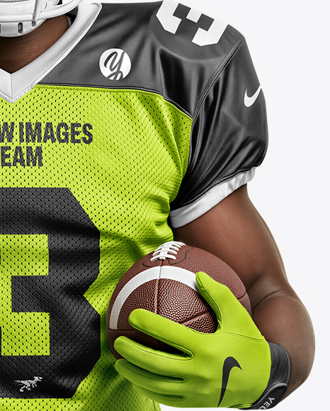 Man Wearing Full American Football Kit Mockup