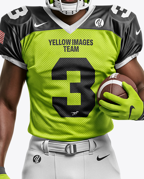 Man Wearing Full American Football Kit Mockup