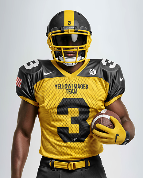 Man Wearing Full American Football Kit Mockup