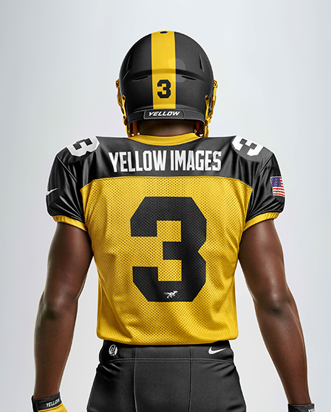 Man Wearing Full American Football Kit Mockup