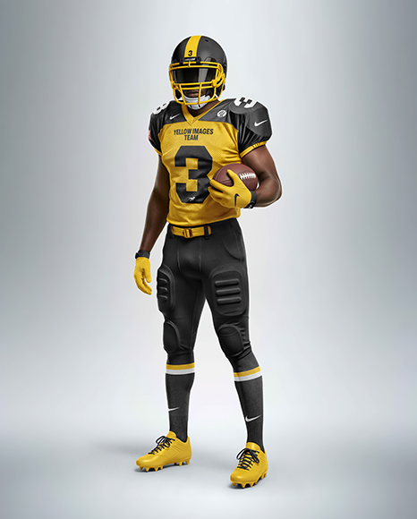 Man Wearing Full American Football Kit Mockup