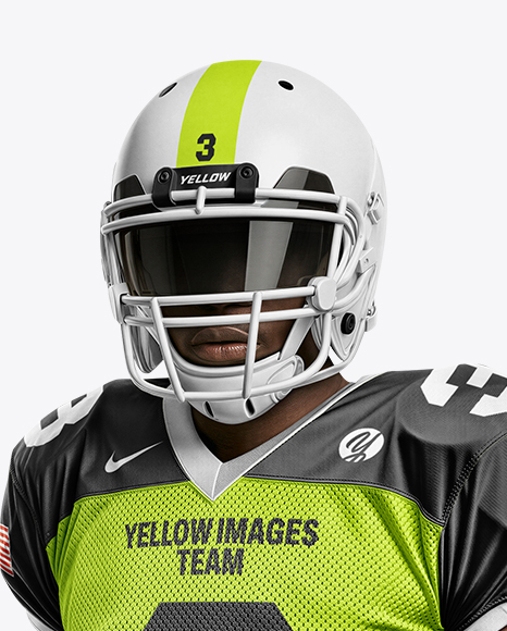 Man Wearing Full American Football Kit Mockup