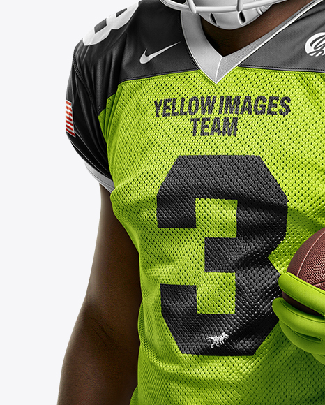 Man Wearing Full American Football Kit Mockup
