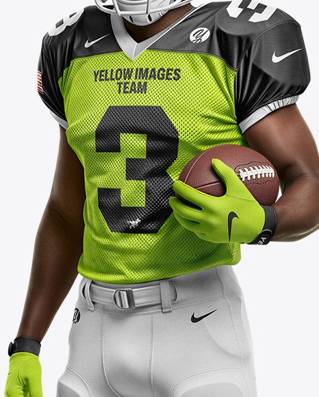 Man Wearing Full American Football Kit Mockup