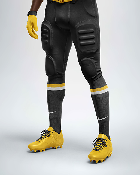 Man Wearing Full American Football Kit Mockup