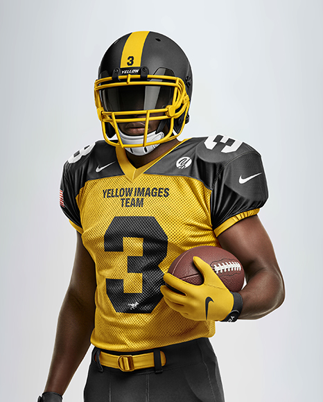 Man Wearing Full American Football Kit Mockup
