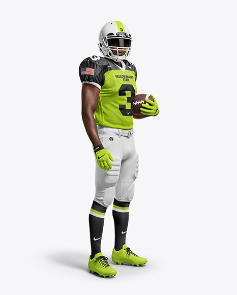 Man Wearing Full American Football Kit Mockup - PSD Mockups