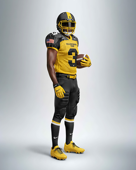 Man Wearing Full American Football Kit Mockup