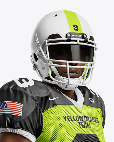 Man Wearing Full American Football Kit Mockup