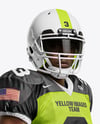Man Wearing Full American Football Kit Mockup