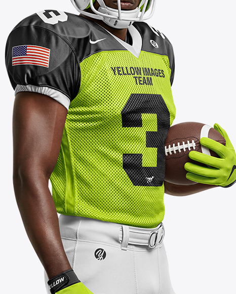 Man Wearing Full American Football Kit Mockup