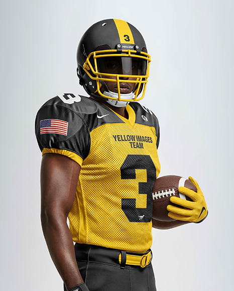Man Wearing Full American Football Kit Mockup