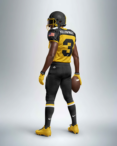 Man Wearing Full American Football Kit Mockup