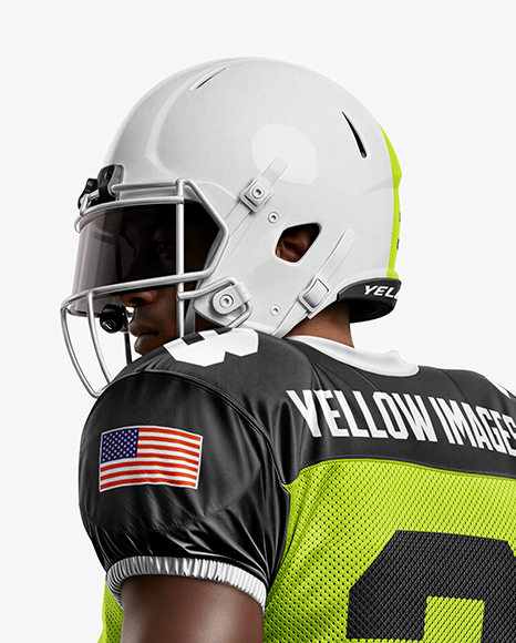 Man Wearing Full American Football Kit Mockup