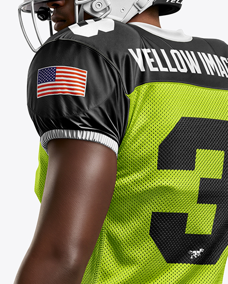 Man Wearing Full American Football Kit Mockup