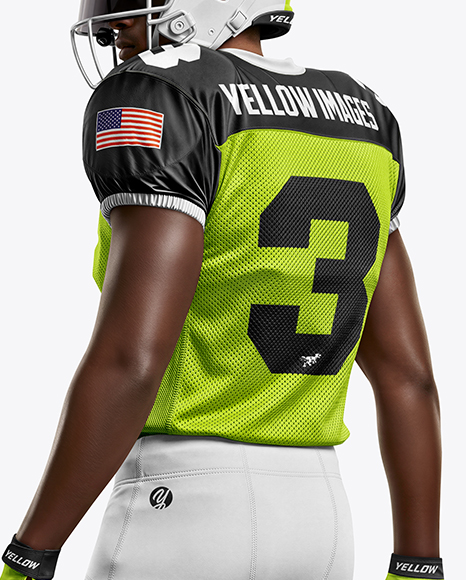 Man Wearing Full American Football Kit Mockup