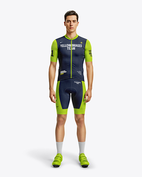 Man Wearing Full Cycling Kit Mockup