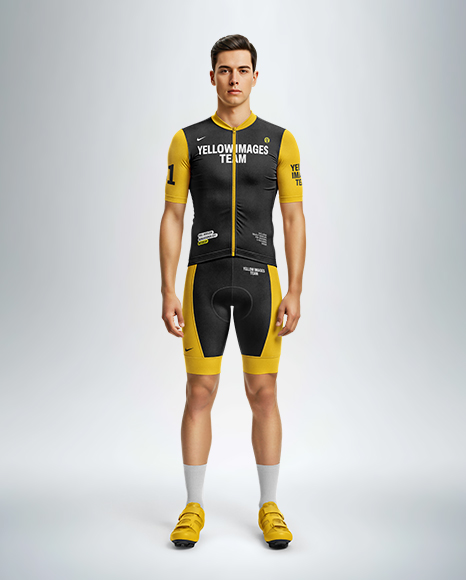 Man Wearing Full Cycling Kit Mockup