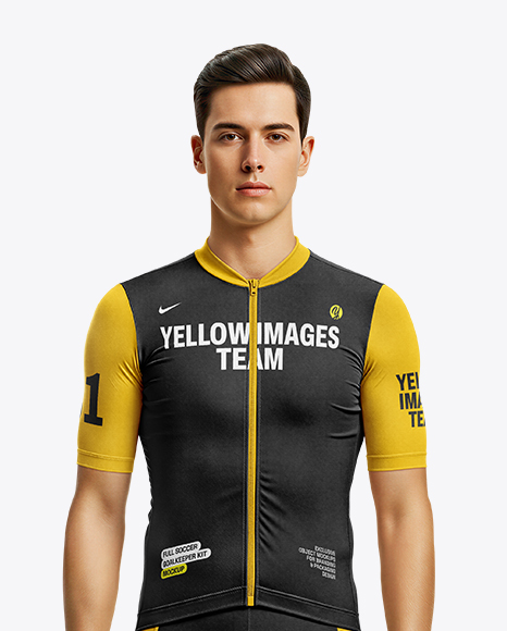 Man Wearing Full Cycling Kit Mockup