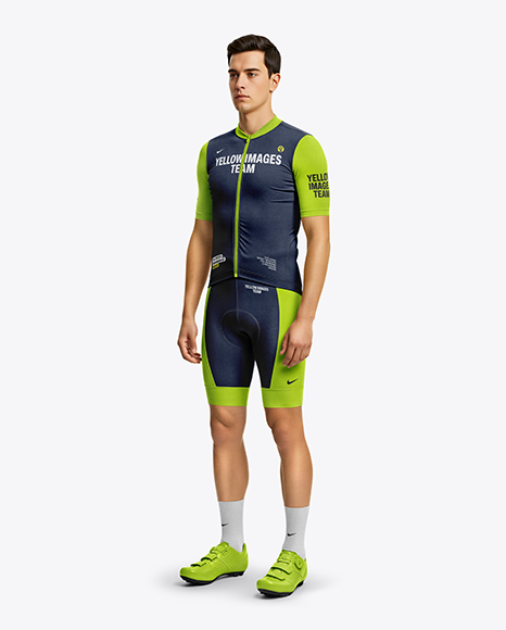 Man Wearing Full Cycling Kit Mockup