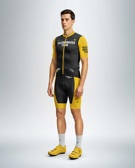 Man Wearing Full Cycling Kit Mockup