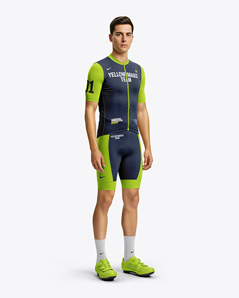 Man Wearing Full Cycling Kit Mockup