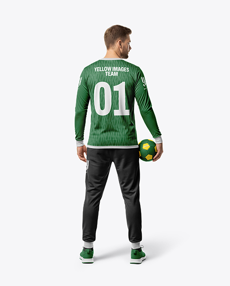 Man Wearing Full Handball Goalkeeper Kit Mockup