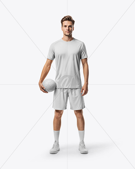 Man Wearing Full Handball Kit with Ball Mockup