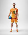 Man Wearing Full Handball Kit with Ball Mockup