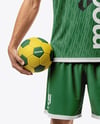 Man Wearing Full Handball Kit with Ball Mockup