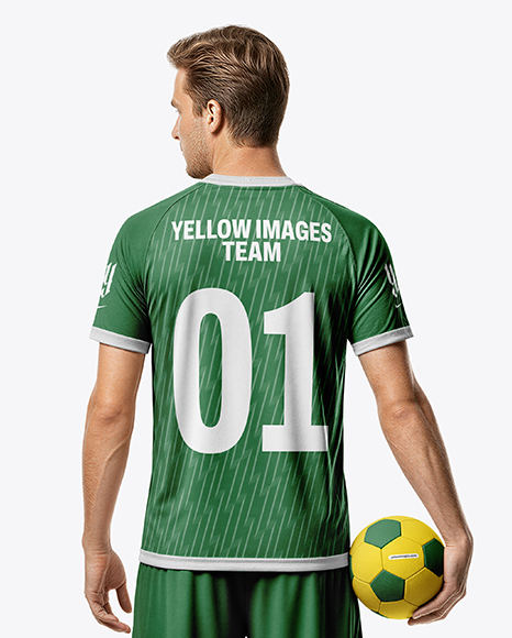 Man Wearing Full Handball Kit with Ball Mockup
