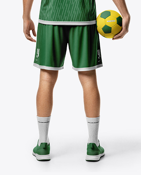 Man Wearing Full Handball Kit with Ball Mockup