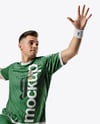 Man Wearing Full Handball Kit with Ball Mockup