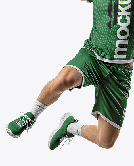 Man Wearing Full Handball Kit with Ball Mockup