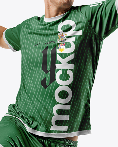 Man Wearing Full Handball Kit with Ball Mockup