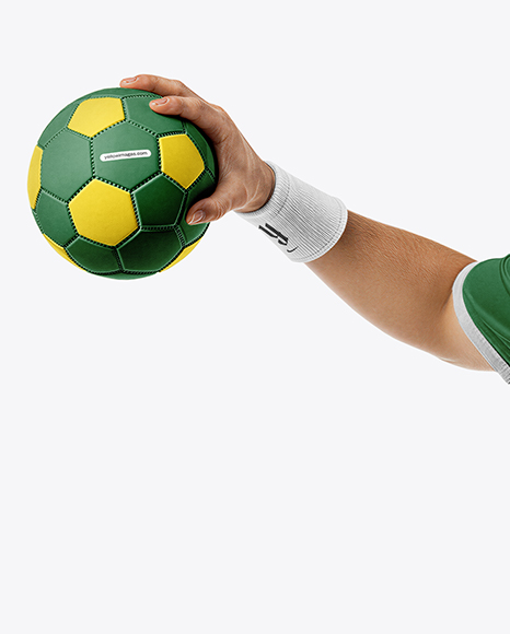 Man Wearing Full Handball Kit with Ball Mockup