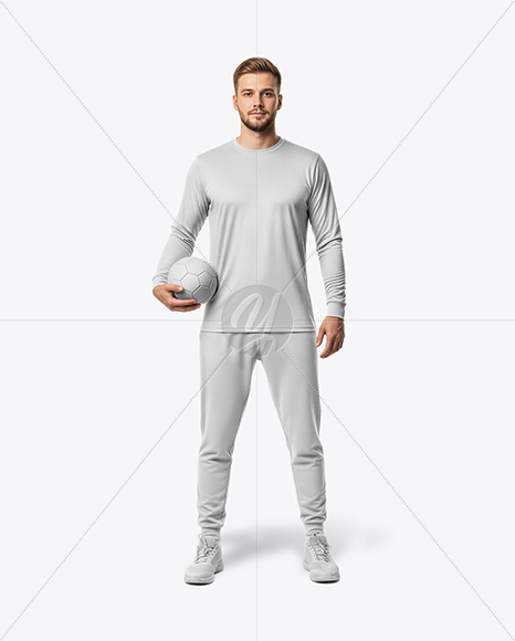 Man Wearing Full Handball Goalkeeper Kit Mockup