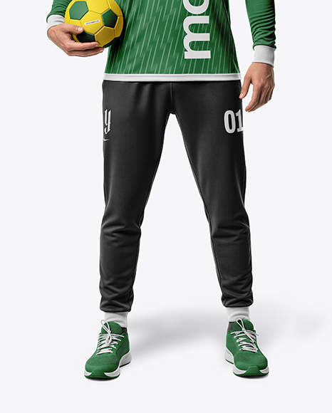 Man Wearing Full Handball Goalkeeper Kit Mockup