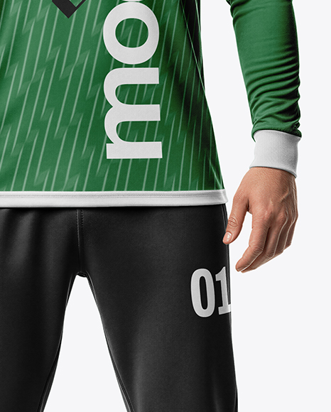 Man Wearing Full Handball Goalkeeper Kit Mockup
