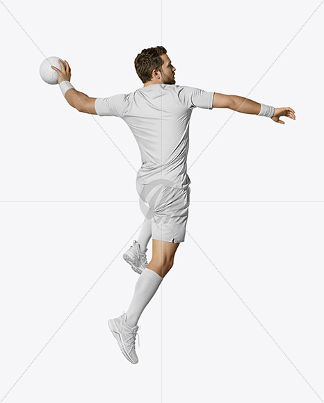 Man Wearing Full Handball Kit with Ball Mockup
