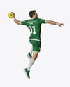 Man Wearing Full Handball Kit with Ball Mockup