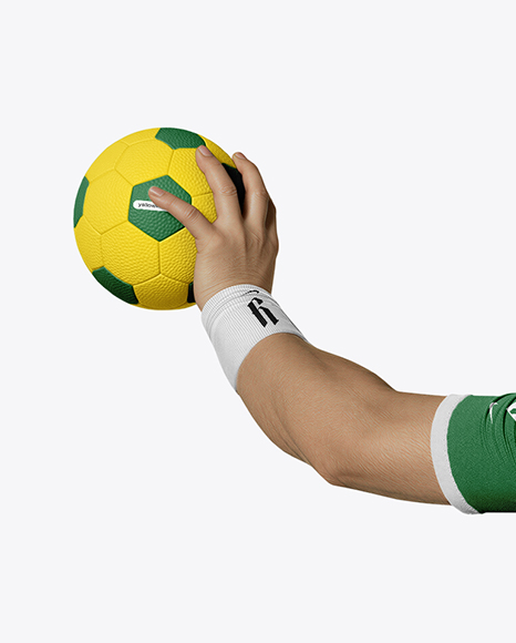 Man Wearing Full Handball Kit with Ball Mockup