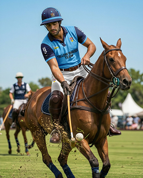 Man Wearing Full Polo Kit on Horse Mockup