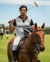 Man Wearing Full Polo Kit on Horse Mockup