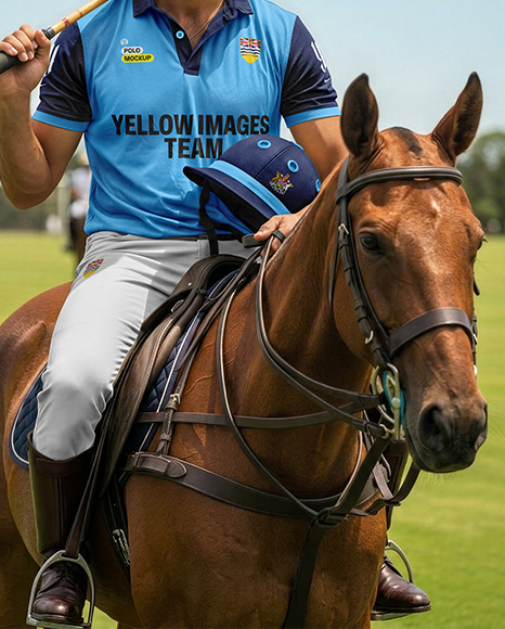Man Wearing Full Polo Kit on Horse Mockup